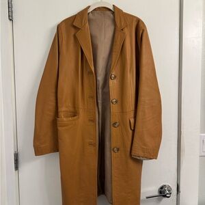 Vintage Leather Trench in Camel